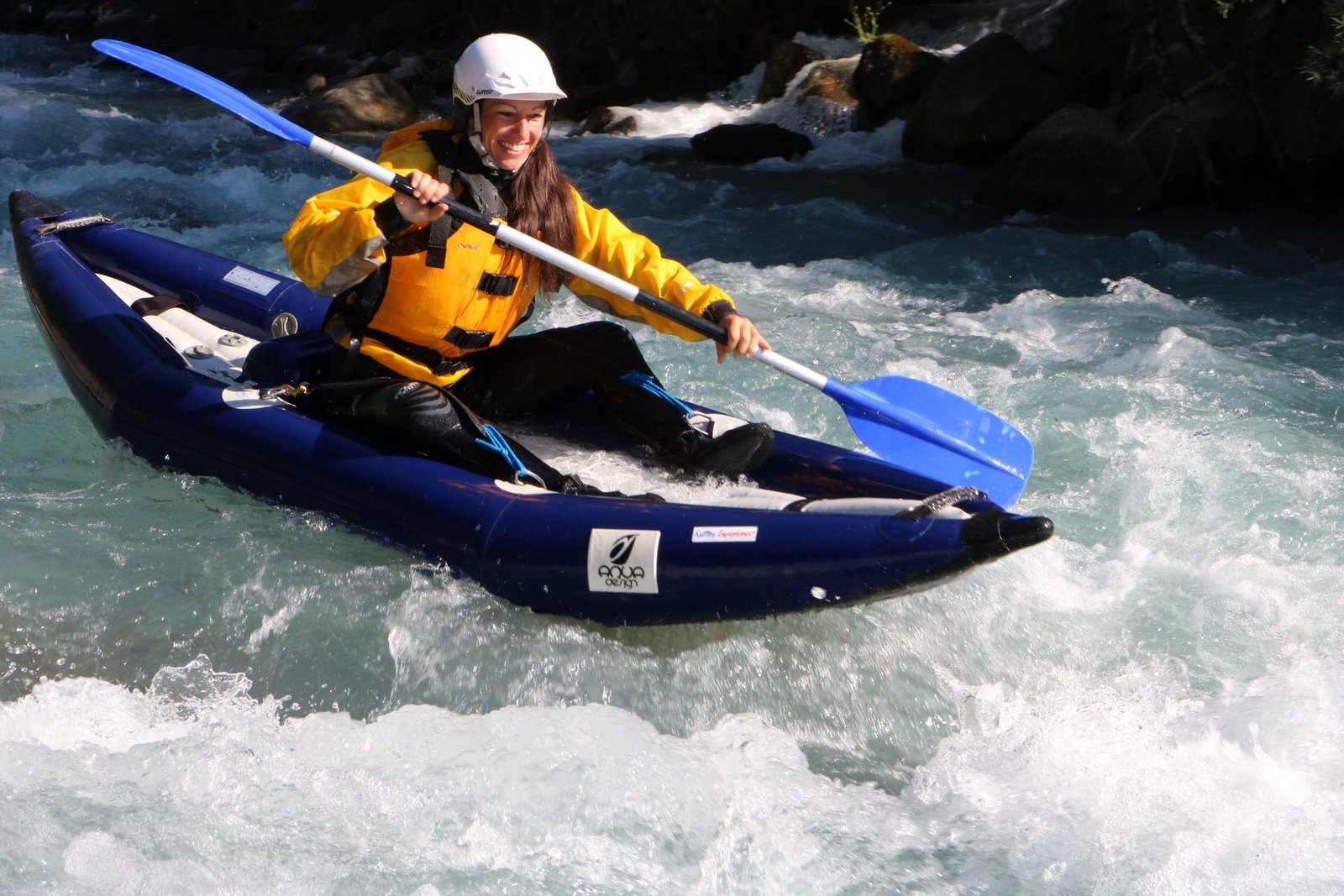 discovery air boat with children on the guisane river serre chevalier